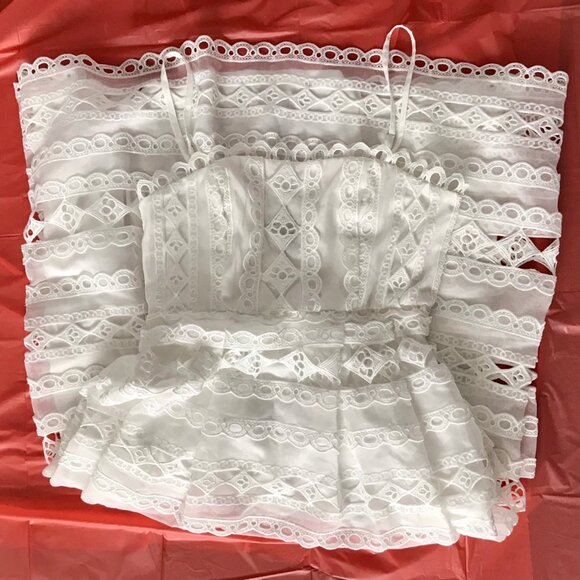 Aqua White Lace Midi Dress - Picture 2 of 6